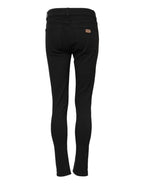 Black Cotton Skinny Mid Waist Denim Jeans