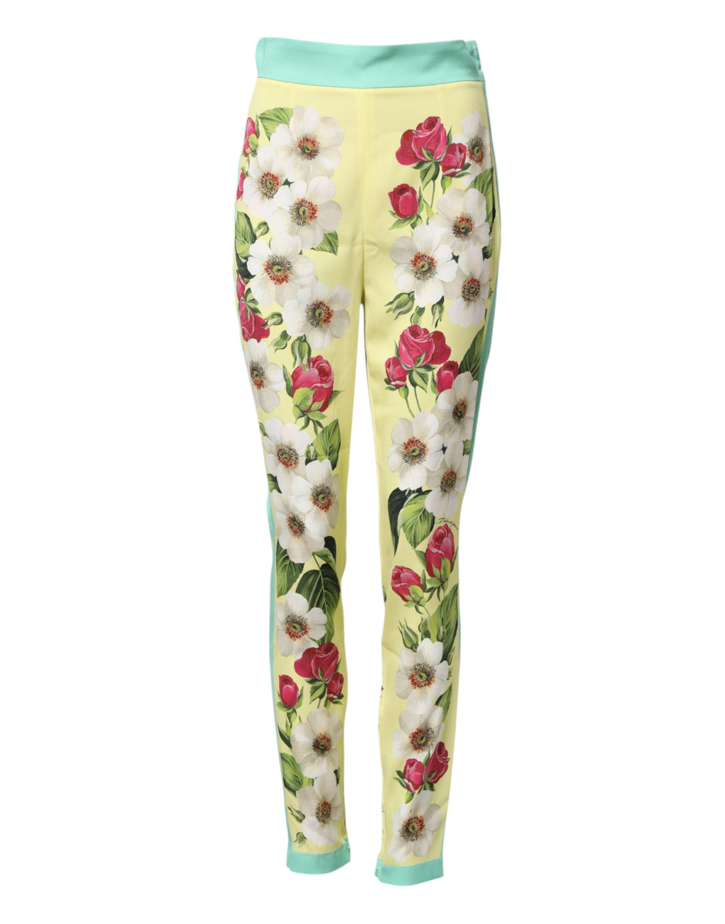 Yellow Silk Floral Leggings Pants