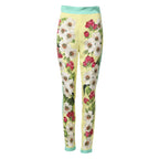 Yellow Silk Floral Leggings Pants