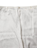 Ivory Silk Tapered High Waist Pants