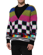 Multicolor Glitch Design Pullover Sweater
