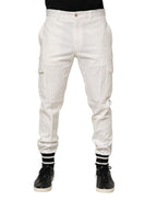 White Cotton Jogger Cargo Skinny Men Pants