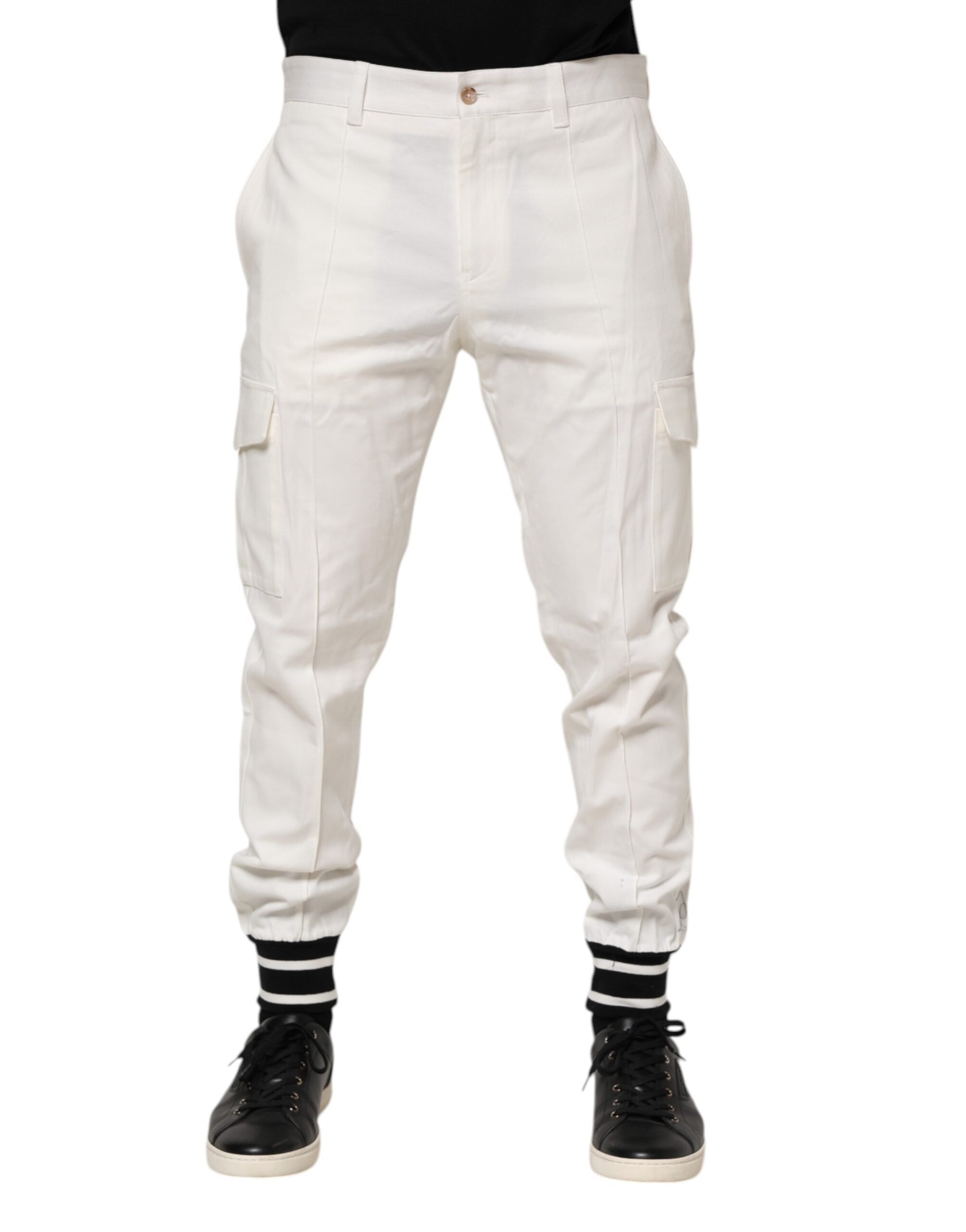 White Cotton Jogger Cargo Skinny Men Pants
