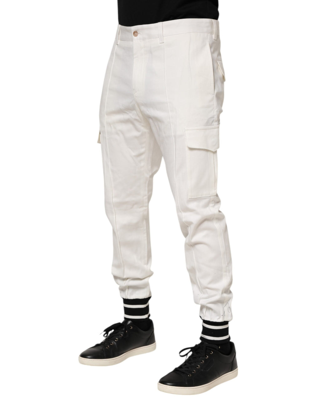 White Cotton Jogger Cargo Skinny Men Pants