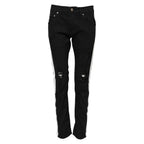 Black Tattered White Lining Skinny Denim Jeans