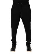 Black Viscose Skinny Logo Men Jogger Pants