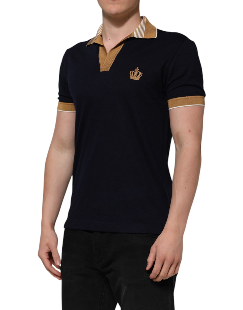 Black Cashmere Crown Logo Men Polo T-shirt