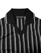 Black White Stripes Collared Polo T-shirt