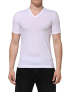 White Short Sleeves V-neck Underwear T-shirt
