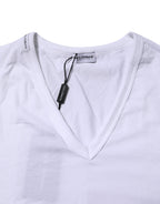 White Short Sleeves V-neck Underwear T-shirt