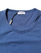 Blue Cotton Men Round Neck Underwear T-shirt