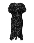 Black White Lace Polka Dot Chiffon Dress