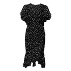Black White Lace Polka Dot Chiffon Dress