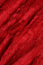 Red Cotton Floral Lace A-line Long Maxi Skirt