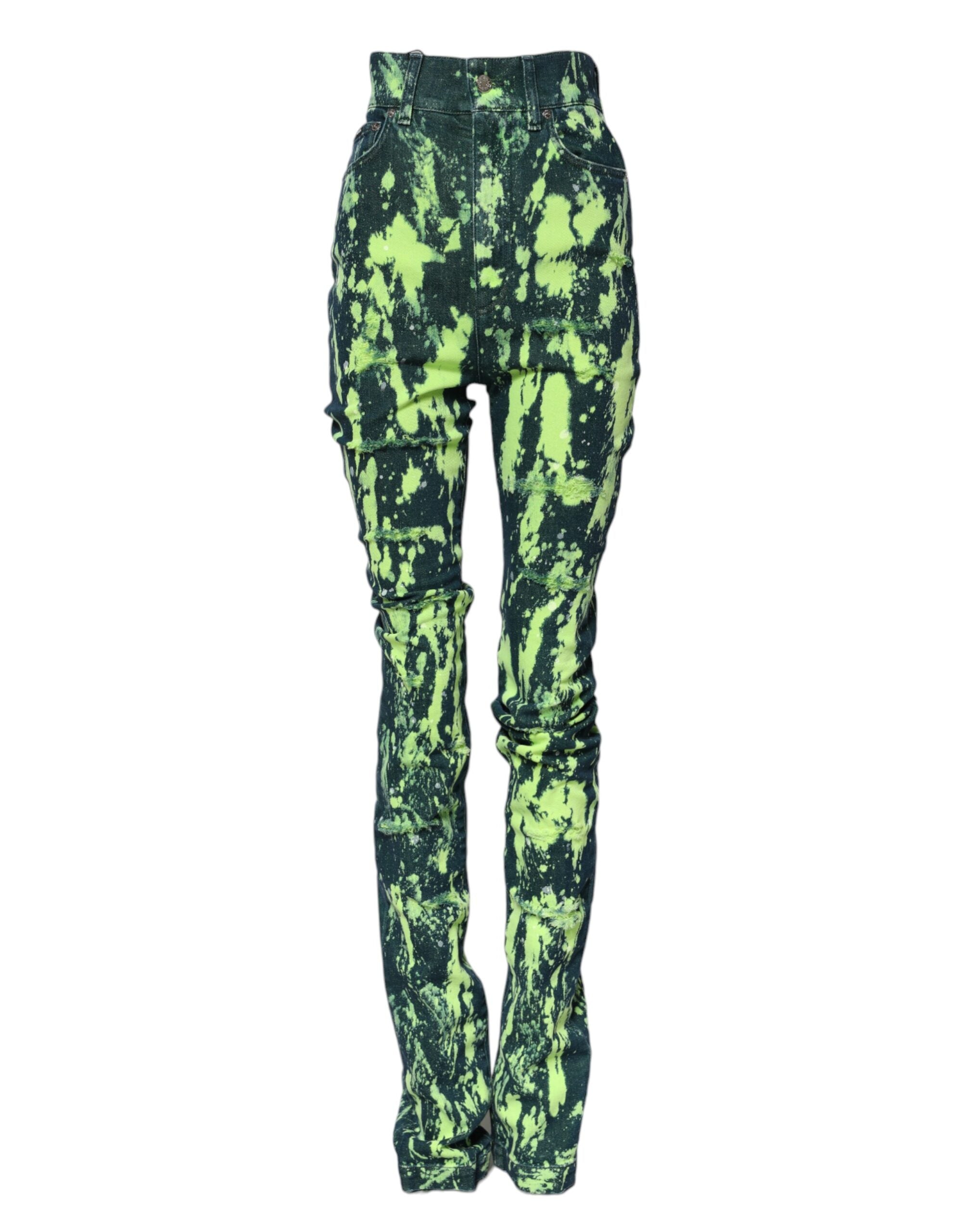 Green Color Splash High Waist Denim Jeans