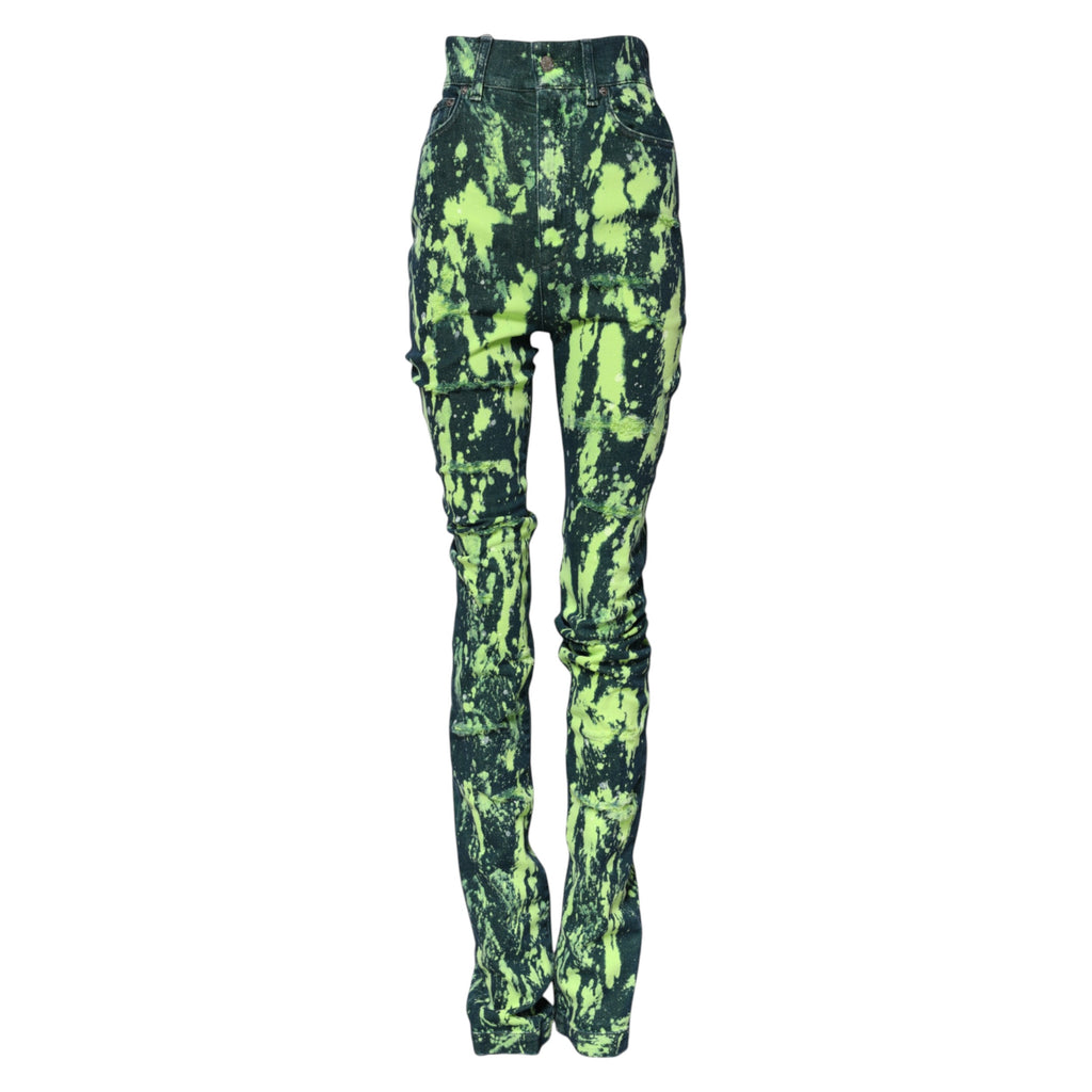 Green Color Splash High Waist Denim Jeans