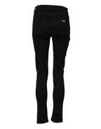 Black Cotton Logo Skinny Mid Waist Denim Jeans