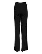 Black Wool High Waist Flared Pants