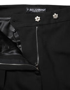 Black Wool High Waist Flared Pants