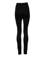 Black Nylon High Waist Skinny Leggings Pants