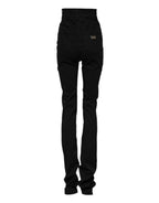 Black Cotton High Waist Skinny Denim Jeans