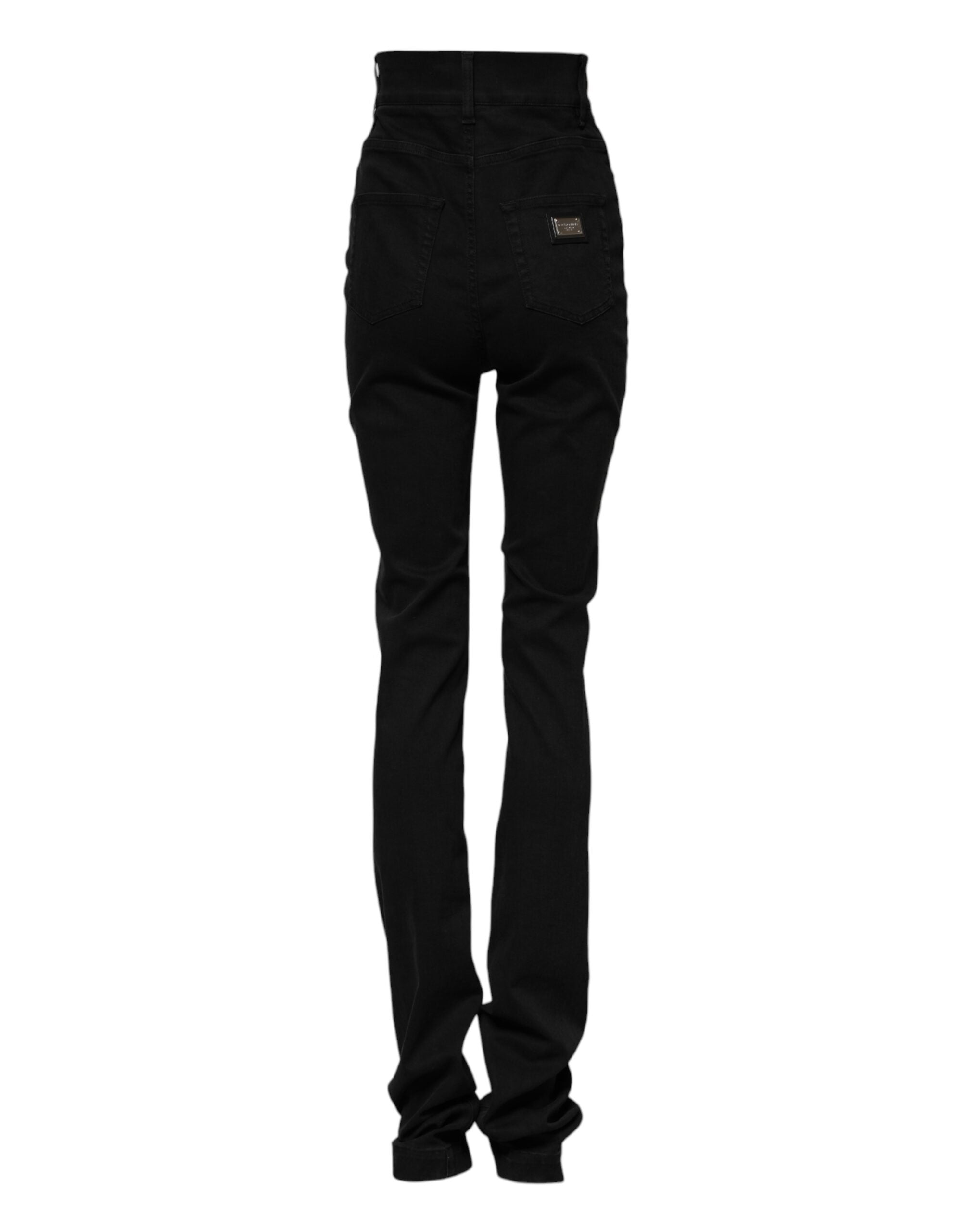 Black Cotton High Waist Skinny Denim Jeans