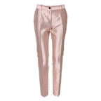 Pink Satin High Waist Tapered Pants