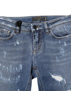 Blue PRETTY Tattered Skinny Denim Jeans
