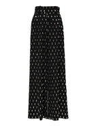 Black Crystal Embellished Wide Leg Pants