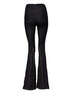 Black Cotton Mid Waist Bootcut Denim Jeans