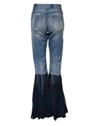 Blue Cotton High Waist Flared Denim Jeans