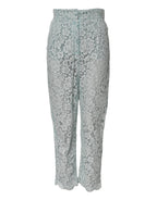 Mint Green Cotton Floral Lace Trousers Pants
