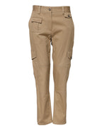 Beige Mid Waist Cargo Tapered Pants