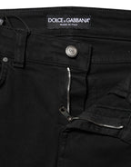 Black Cotton Skinny Mid Waist Denim Jeans