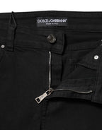 Black Cotton Logo Skinny Mid Waist Denim Jeans