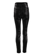 Black Cotton Stretch Lurex Thread Skinny Pants