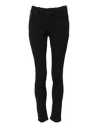 Black Cotton Skinny Mid Waist Denim Jeans