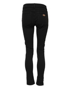 Black Cotton Skinny Mid Waist Denim Jeans