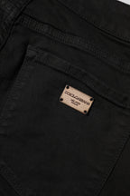 Black Cotton Skinny Mid Waist Denim Jeans