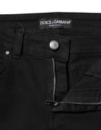 Black Cotton Skinny Mid Waist Denim Jeans