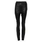 Black Leather Elastic Waist Pants