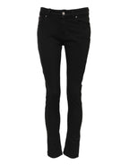 Black Cotton Logo Skinny Mid Waist Denim Jeans