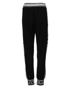 Black Cotton Jogger Logo Waist Pants