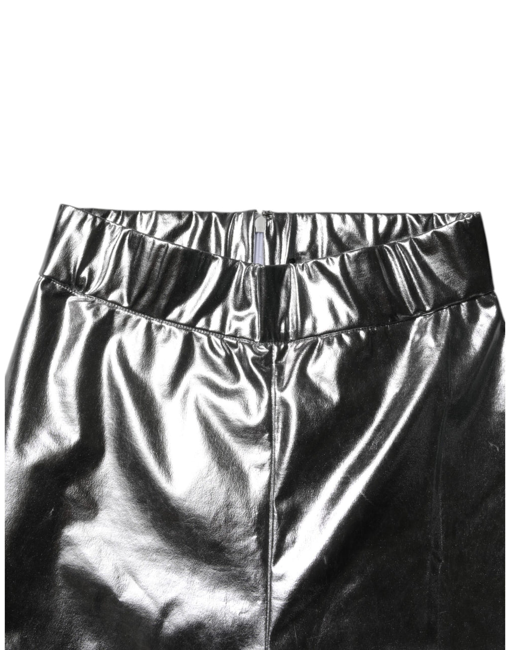 Metallic Silver Polyester Slim Fit Leggings Pants