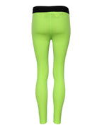 Green Nylon Slim Fit Leggings Pants