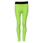 Green Nylon Slim Fit Leggings Pants