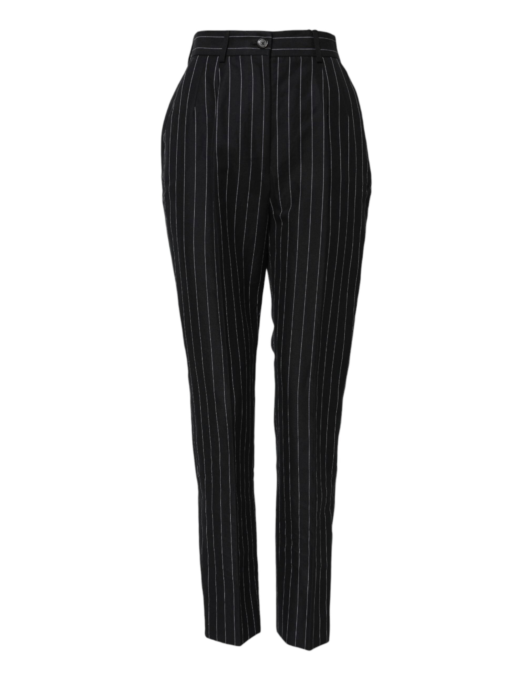 Black Stripes High Waist Tapered Pants