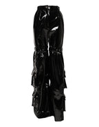 Black High Waist Cargo Bootcut Pants