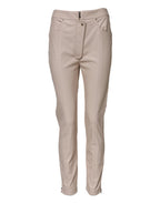 Beige High Waist Tapered Pants