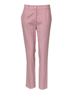 Pink Wool Mid Waist Tapered Pants